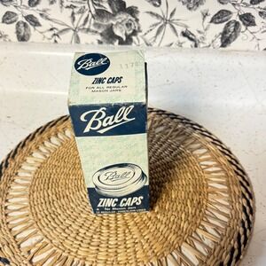 Vintage Ball Zinc Caps for Regular Mason Jars Porcelain Lined Set of 12 with Box